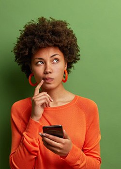 Lady thinks something over