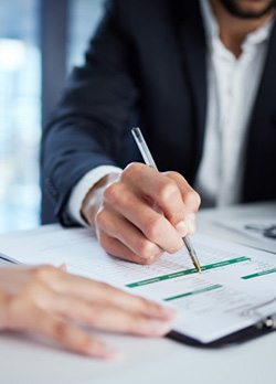 People go over paperwork