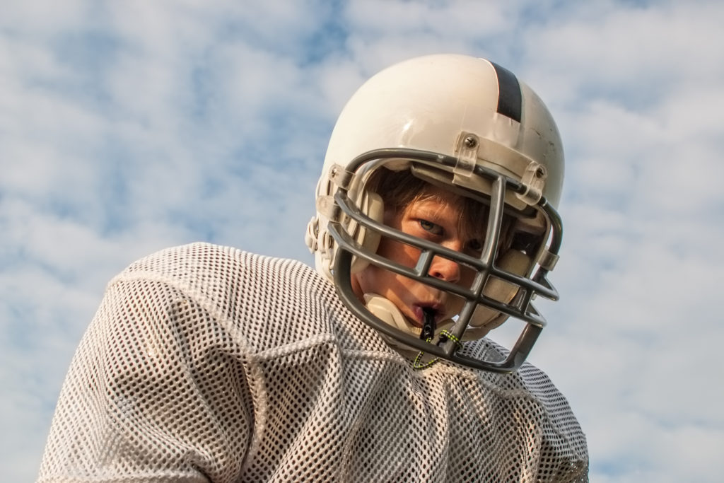 Boy wearing mouthguard