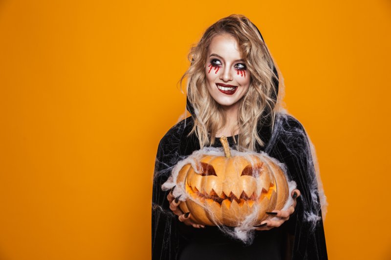 woman in Halloween costume after visiting a dentist in Enterprise